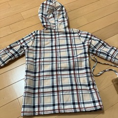 未使用品　女の子　裏フリースチェックコート　サイズ100の画像