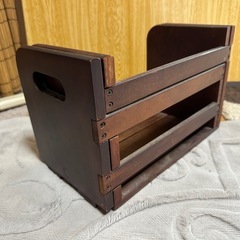 【伸縮式】木製卓上ブックラック／幅34〜61cm 調整可／持ち手付き・美品の画像