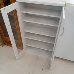 リユースのサカイ栃木店★ジモティ割あり★  食器棚 ホワイト W53.7×D26.5×H93.5 クリーニング済み TC11613の画像