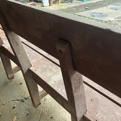 引き取り限定　戦前　木ねじ　ベンチ 長椅子 アンティーク 椅子 木製　長さ240cm 骨董の画像