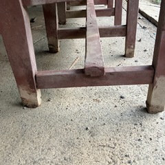 引き取り限定　戦前　木ねじ　ベンチ 長椅子 アンティーク 椅子 木製　長さ240cm 骨董の画像