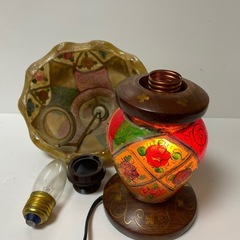 ヴィンテージ キャメルランプ ラクダ革 アンティーク照明 電球付き パキスタンの画像