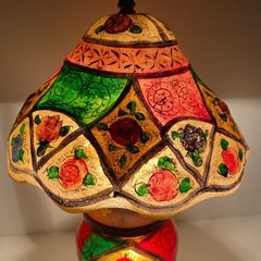 ヴィンテージ キャメルランプ ラクダ革 アンティーク照明 電球付き パキスタンの画像