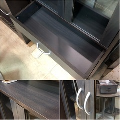 食器棚 キャビネット 扉 ブラック 黒 引き出しの画像