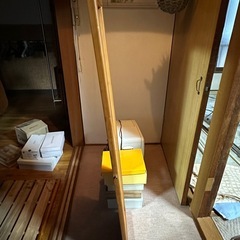 美品】鏡付き額（ライトブラウン）高さ128×幅38cm】立てかけタイプの画像