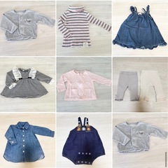 ベビー服 春秋冬用 まとめ売り 80cm 9枚 女の子 トップス パンツの画像