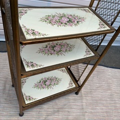 アンティーク　ラック　花柄　アイアン　ローズ　園芸ラック　ヴィンテージ　シェルフの画像