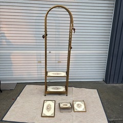 アンティーク　ラック　花柄　アイアン　ローズ　園芸ラック　ヴィンテージ　シェルフの画像