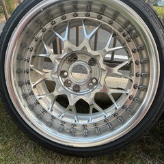 ケンダバリ溝★鍛造 3ピース RAYS Evolution3 17インチ★9J×17 OFF：不明 PCD:114.3-5/4H ハブ径；73mm 傷、錆、塗装剥がれあり 2本の画像