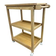 20752-2 ヤマソロ キッチンワゴン 3段 中板高さ調整可能 キャスター1か所破損ありの画像