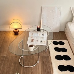 ガラステーブル ローテーブル 80cm(美品)の画像