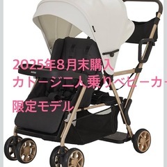 2025年8月購入　二人乗りベビーカー 二人でゴー リミテッド 　レインカバー & カップホルダー付きの画像