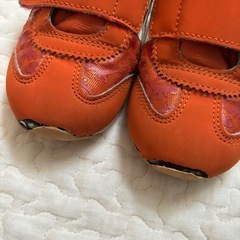 16センチ アシックス 恐竜 オレンジ キッズシューズ スニーカーの画像