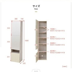 姿見　ドレッサー　収納付　スリム　コンセント付きの画像