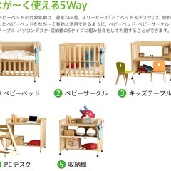 ベビーベッド_スリーピー_5way_石崎家具_マットレスなど一式付きの画像