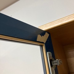 O2511-377 カントリー調キッチンボード ブルー 中古 内側テープ跡ありの画像