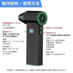 ハンディブロワー コードレス 充電式 小型 強力 エアダスター ターボ 10000mAh LEDライト付き 除雪 洗車 乾燥 掃除 軽量 持ち運び便利 USB Type-C 家庭用 軽量の画像