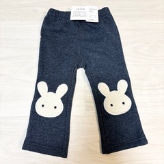 【新品未使用】西松屋 裏起毛 膝 うさぎ アップリケパンツ 80cmの画像
