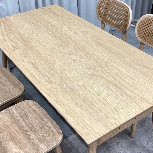 KK-21【新入荷　アウトレット品】ラタン/アッシュ材　ダイニング5点セット　ナチュラル