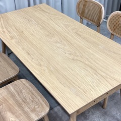 KK-21【新入荷　アウトレット品】ラタン/アッシュ材　ダイニング5点セット　ナチュラルの画像