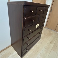 木製ダークブラウンチェスト 9引き出しの画像