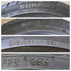 【中古品】サンフル 245/35R19　２本 SUNFULL SF-888　245/35-19　93W 2019年製の画像