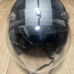 Small John Jet バイク用 バブルジェットヘルメット バブルシールド付き　MAX-308BT マットシルバー×ブラックの画像