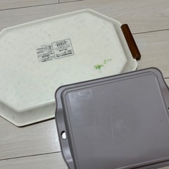 滑り止め加工花柄トレイ、電子レンジ可能トレイの画像