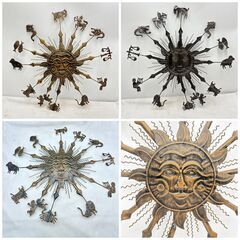 【❗️✨オシャレ✨❗️】🌞太陽＆12星座モチーフ アイアンウォールアート（壁掛けオブジェ）現状品✨の画像
