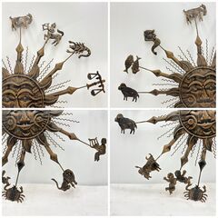 【❗️✨オシャレ✨❗️】🌞太陽＆12星座モチーフ アイアンウォールアート（壁掛けオブジェ）現状品✨の画像