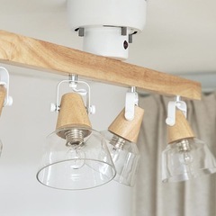 【LOWYA】[4灯] シーリングライト スポットライト LED電球対応 リモコン付き 異素材MIX：ナチュラル の画像