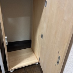 【引き取り確定】ハンドメイド小型収納棚＋引き出し式ワイヤーラック（2段）セットの画像