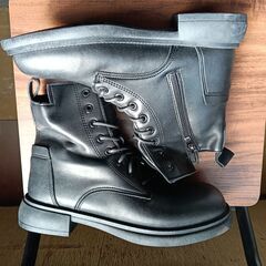 新品 25cm レディース ブーツ ブラック 厚底 シューズ サイドゴア 識別番号:【B120-S】の画像