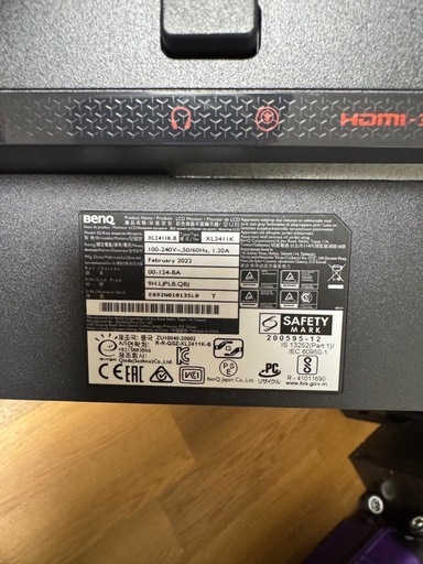 144Hz 【美品】  2022 BenQ XL2411K-B Esports 24inch