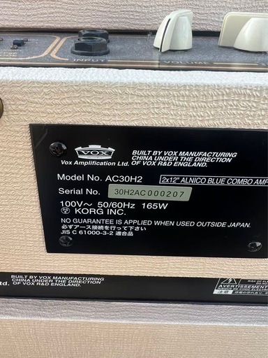 VOX AC30H2 ハンドフ ヤ一ドプル一アル二コ