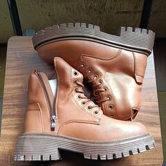 新品 23cm レディース ブーツ ブラウン 厚底 シューズ サイドゴア 識別番号:【B122-S】の画像