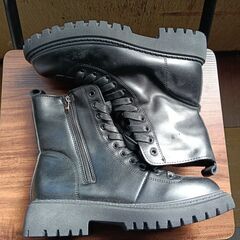 新品 24cm レディース ブーツ ブラック 厚底 シューズ サイドゴア 識別番号:【B123-S】の画像