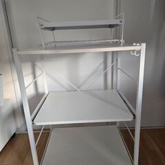 レンジラック+レンジ上収納棚 　白　ホワイトの画像