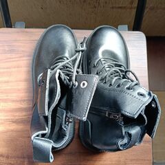 新品 23.5cm レディース ブーツ ブラック 厚底 シューズ サイドゴア 識別番号:【B125-S】の画像