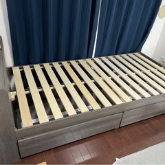 ニトリ　収納ベッド　シングル　グレーの画像