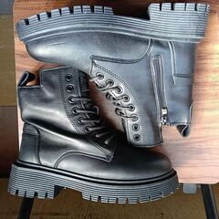 新品 23cm レディース ブーツ ブラック 厚底 シューズ サイドゴア 識別番号:【B129-Z】の画像