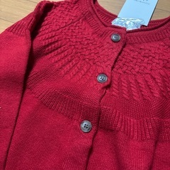 【赤ニットカーディガン】タグ付き・未使用の画像