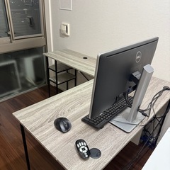 L字型パソコンデスク グレーウォッシュの画像