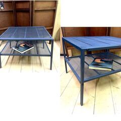 メッシュアイアン・インダストリアル・ブルーブラック・ローテーブル・センターテーブル・コーヒーテーブル・ミッドセンチュリーの画像