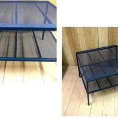 メッシュアイアン・インダストリアル・ブルーブラック・ローテーブル・センターテーブル・コーヒーテーブル・ミッドセンチュリーの画像