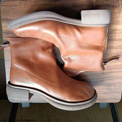 新品 22.5cm レディース ブーツ ブラウン 厚底 シューズ サイドゴア 識別番号:【B126-Z】の画像