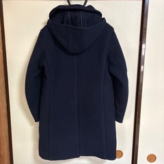 DANTON フード付きウールコート ネイビーMの画像