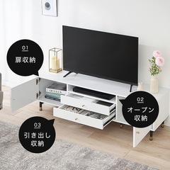 LOWYA　ホワイトとゴールドがおしゃれなテレビ台[幅140] の画像