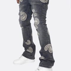 Bleached Paisley Flare Denim Pants ペイズリー デニムフレア パンツの画像