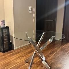 【美品】ガラス ラウンドテーブルの画像